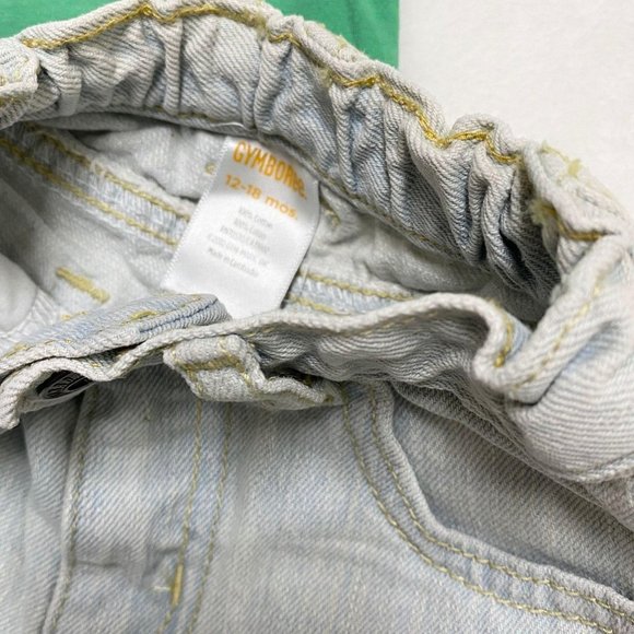 Gymboree green polo 18-24, frayed hem shorts 12-18 - Picture 2 of 5